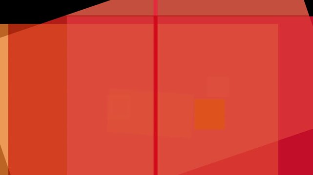 Abstract composition of overlapping translucent orange and red rectangles with a vertical red line