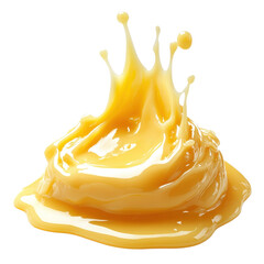 A splash of yellow milk on transparent background