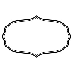 Vintage frame design, elegant border, empty space, ornate blank label with curved edges and pointed symmetrical tips