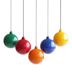 Spheres hanging colors on transparent background
