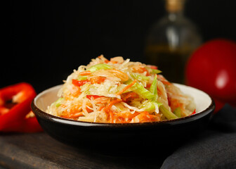 Fresh Cabbage Salad with Carrots and Peppers