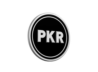 Silver coin with PKR currency symbol, representing Pakistani Rupee finance.