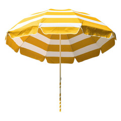 Striped beach umbrella on transparent background