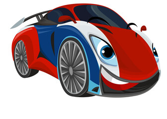 Cartoon street racing car vehicle on white background illustration for children