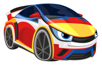 Cartoon street racing car vehicle on white background illustration for children