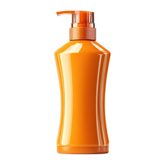 Orange lotion dispenser on transparent background