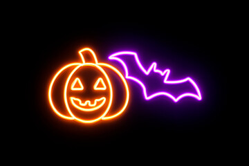 Vibrant Halloween pumpkin art with luminous lines, creating a festive yet eerie mood.