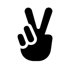 Obraz premium Black and white graphic of a hand making the peace sign