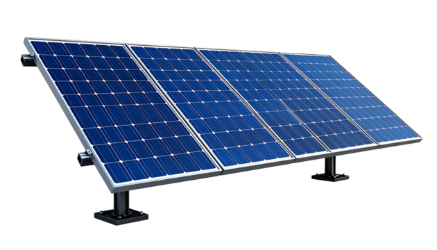 Solar panels with bright blue cells