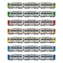電車　イラスト　ベクター　セット