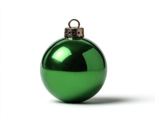 Green Christmas ornament, sphere,  shiny