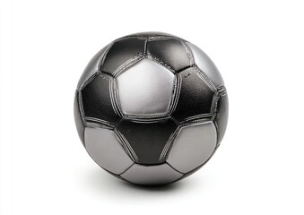 Metallic black and silver soccer ball, isolated