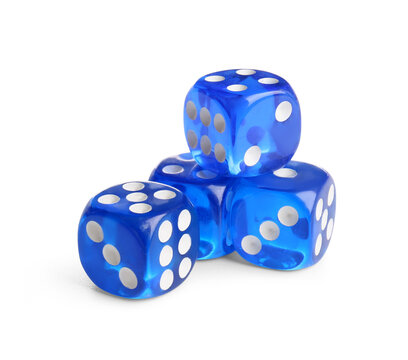 Blue dices on white background