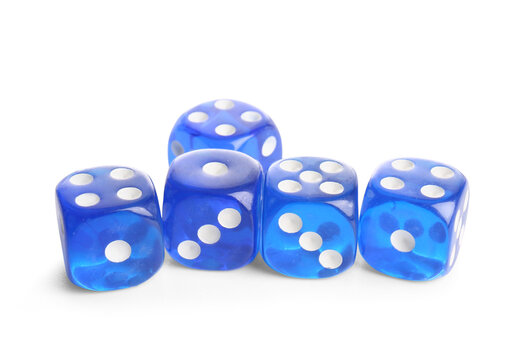 Blue dices on white background