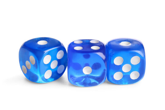 Blue dices on white background