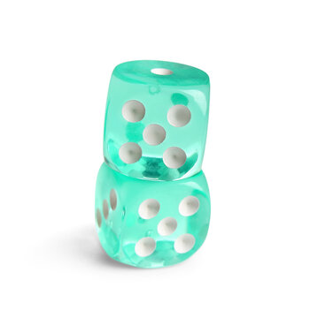 Turquoise dices on white background