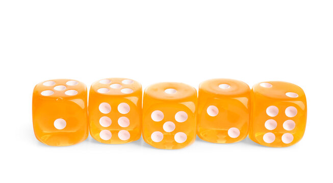 Orange dices on white background
