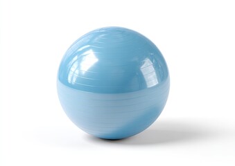Light blue exercise ball, smooth surface, slightly reflective
