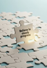 Believe in Steady Progress Motivational Puzzle Concep