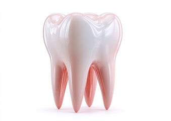 3D stylized tooth, smooth enamel, pink gum