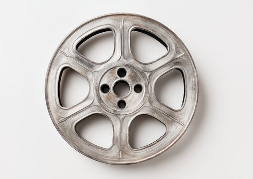 Vintage film reel, light gray metal