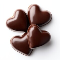 Dark chocolate hearts clustered