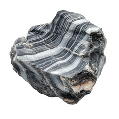 Banded rock on blackness on transparent background