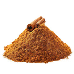Cinnamon sticks and pile on transparent background