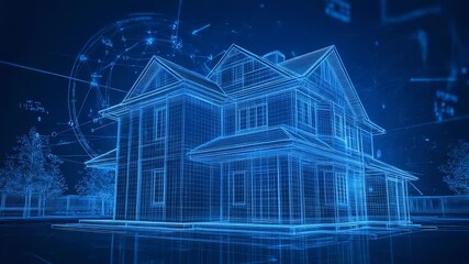 Smart house digital blueprint illustrating future technology and innovative design - Powered by Adobe