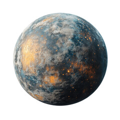 A planet with gold spots on transparent background