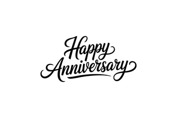 Elegant Happy Anniversary Calligraphy Design – Black & White Typography Art