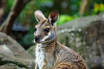 Fototapeta premium Agile macropod relaxing in its natural environment, showcasing its unique features and endearing charm