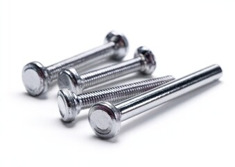 Four metal fasteners, close-up