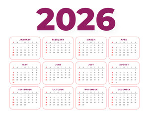 Modern and minimal 2026 calendar template with colorful wave design. Perfect for business, corporate, or personal use. Fully editable and printable layout