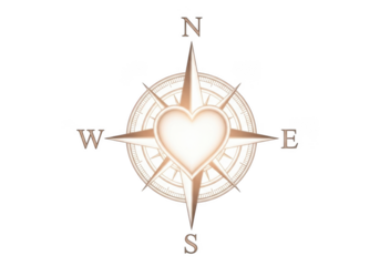 Heart compass rose vector illustration, nautical navigation symbol, north south east west, love and direction, png image isolated on transparent background