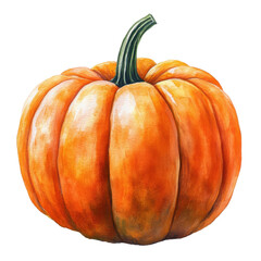 A single orange pumpkin on transparent background