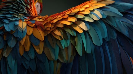 Obraz premium Vibrant Close-Up of a Colorful Macaw Wing Feathers in Nature