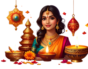 Gold art vector illustration of a New Year's celebration with Buddha, incense, and a festive Christmas candle decoration