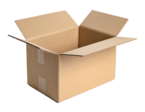 Open Cardboard Box Isolated on White Background