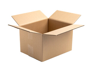 Open Cardboard Box Isolated on White Background