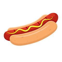 Vector illustration of a hot dog with mustard sauce