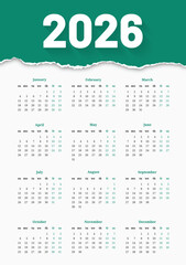 Modern and minimal 2026 calendar template with colorful wave design. Perfect for business, corporate, or personal use. Fully editable and printable layout