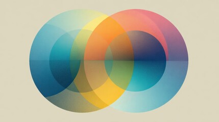 Fototapeta premium Colorful Overlapping Circles with Soft Gradients on Beige Background