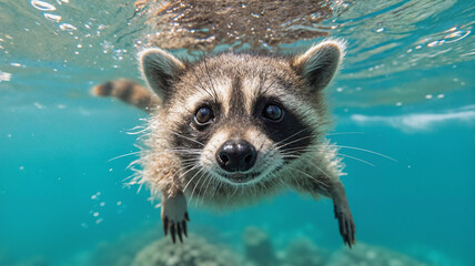Curious Raccoon Underwater Adventure