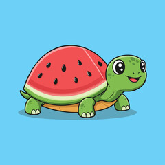 Watermelon Turtle Cute Summer Fruit Animal Vector