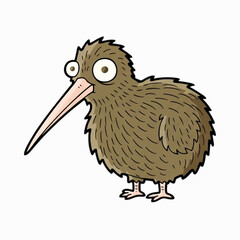 Cartoon kiwi, kid book illustration, isolated on white background.