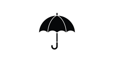 Iconic black umbrella silhouette protects from rain offering shelter and safety in weather symbolism silhouette