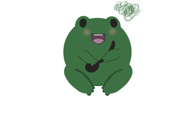 green frog on white background