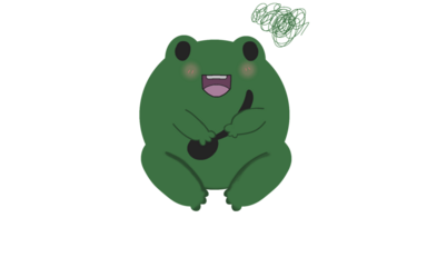 green frog on white background