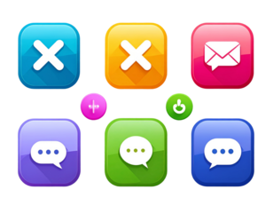 Minimal Rounded Social Media Icons Set — Facebook, Twitter, Instagram, Flat Design, Isolated on Transparent Background